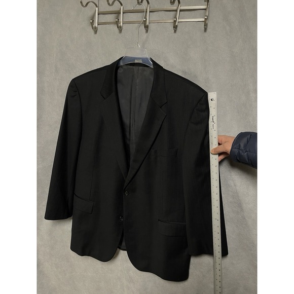 Jos A Bank Suit Men 46R Black‎ Brown Striped 2B Academia Wool 39X32 Pants Luxury - Picture 5 of 16